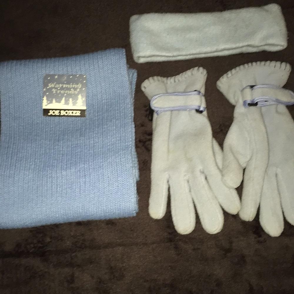 Joe Boxer Knit Scarf; Head Wrap & Gloves
